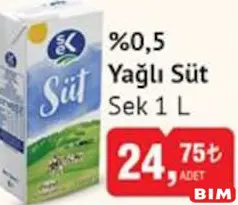 SEK %0,5 YAĞLI SÜT 1 L